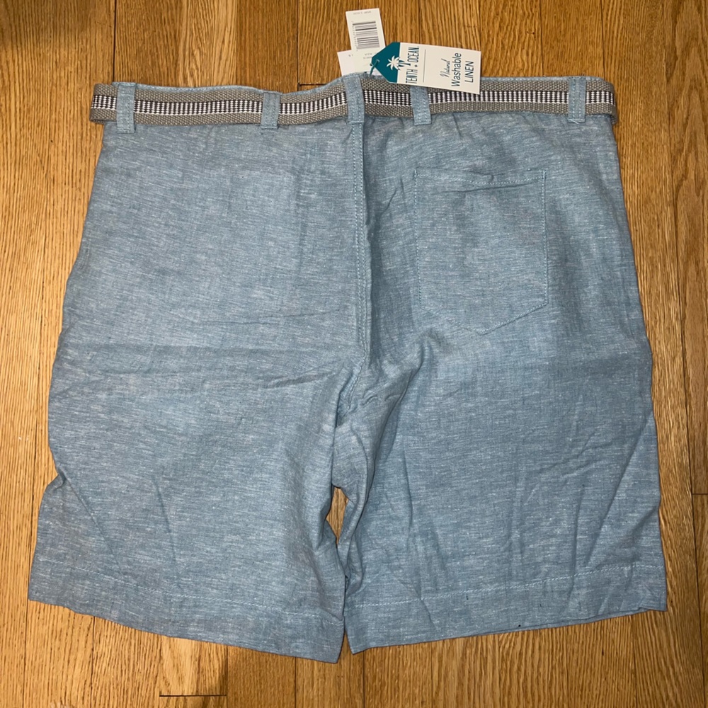 Tenth & Ocean Blue Linen Shorts - Picture 2 of 3